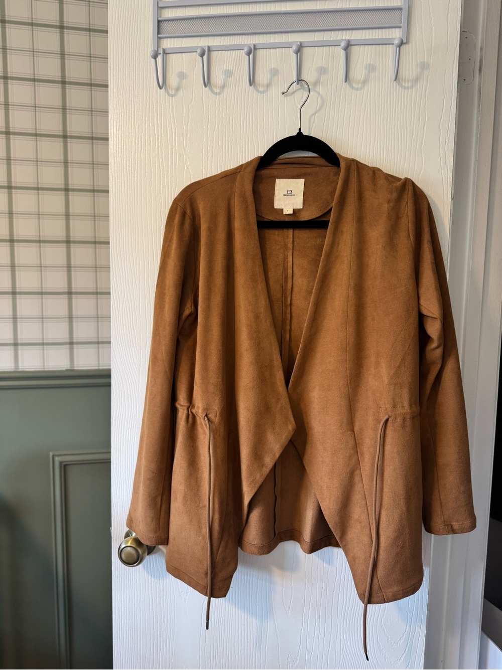 Thread & Supply Tan Open-Front Draped Trench Jacket